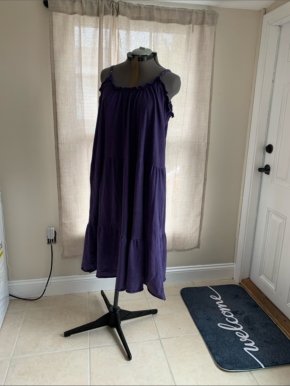 NATURAL LIFE Purple Tiered Midi Sundress L/XL